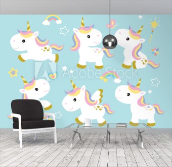 Picture of Vector illustration of cute unicorns